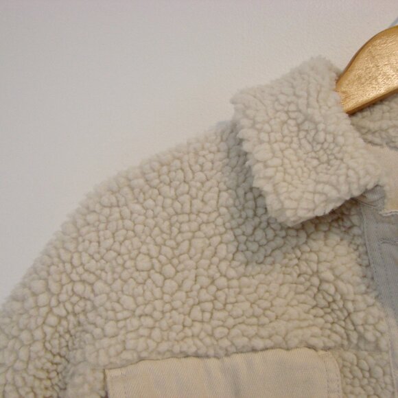 Zara Faux Sherpa Shearling Jacket Cream Teddy Bear Button Up Collar Size XS - Picture 9 of 16